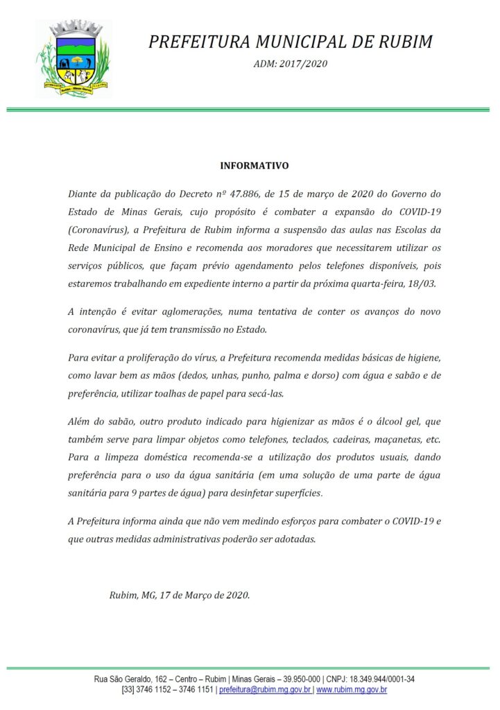 Informativo 17/03/2020