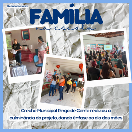 A Creche Municipal Pingo de Gente, Durante o Mês de Maio do Ano de 2023, Realizou a Culminância do Projeto “Família na Escola”