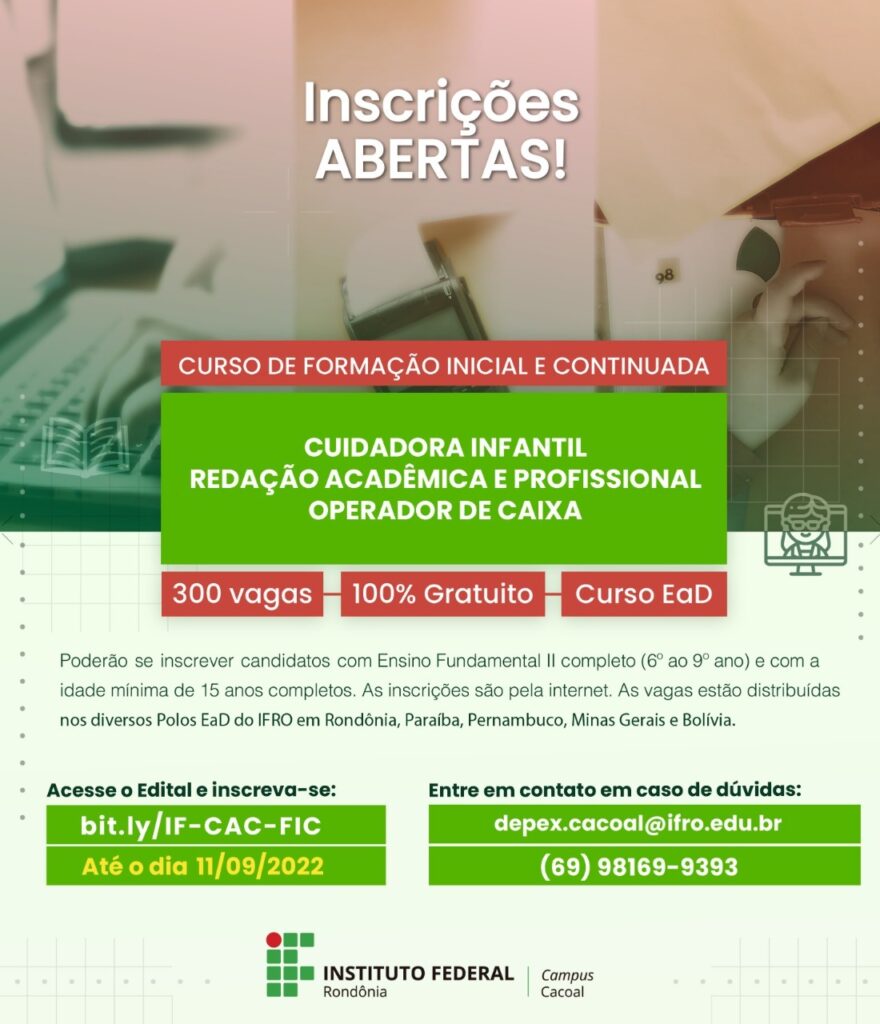 Cursos (FIC) 100% EAD- Resultado Preliminar da 1ª Chamada